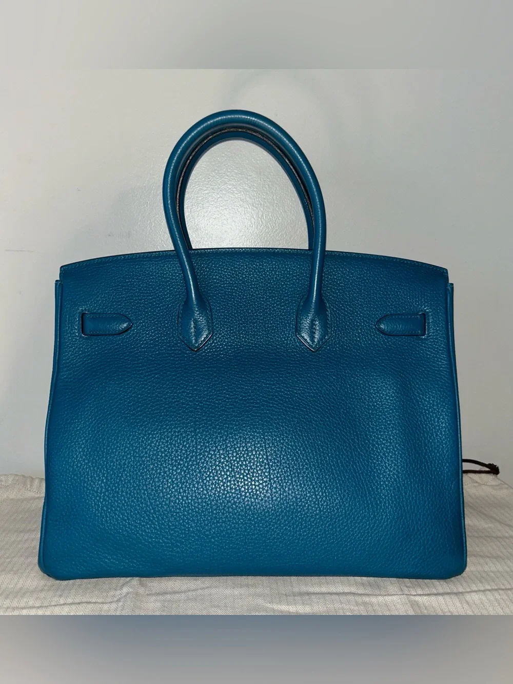 HERMES Birkin 35 Bleu Izmir Togo Leather Gold Hardware Handbag
